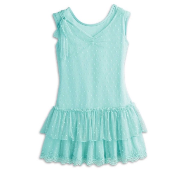 American Girl Other - American Girl Truly Me Spring Breeze Dress Girls Size 10 Aqua Mesh Ruffle